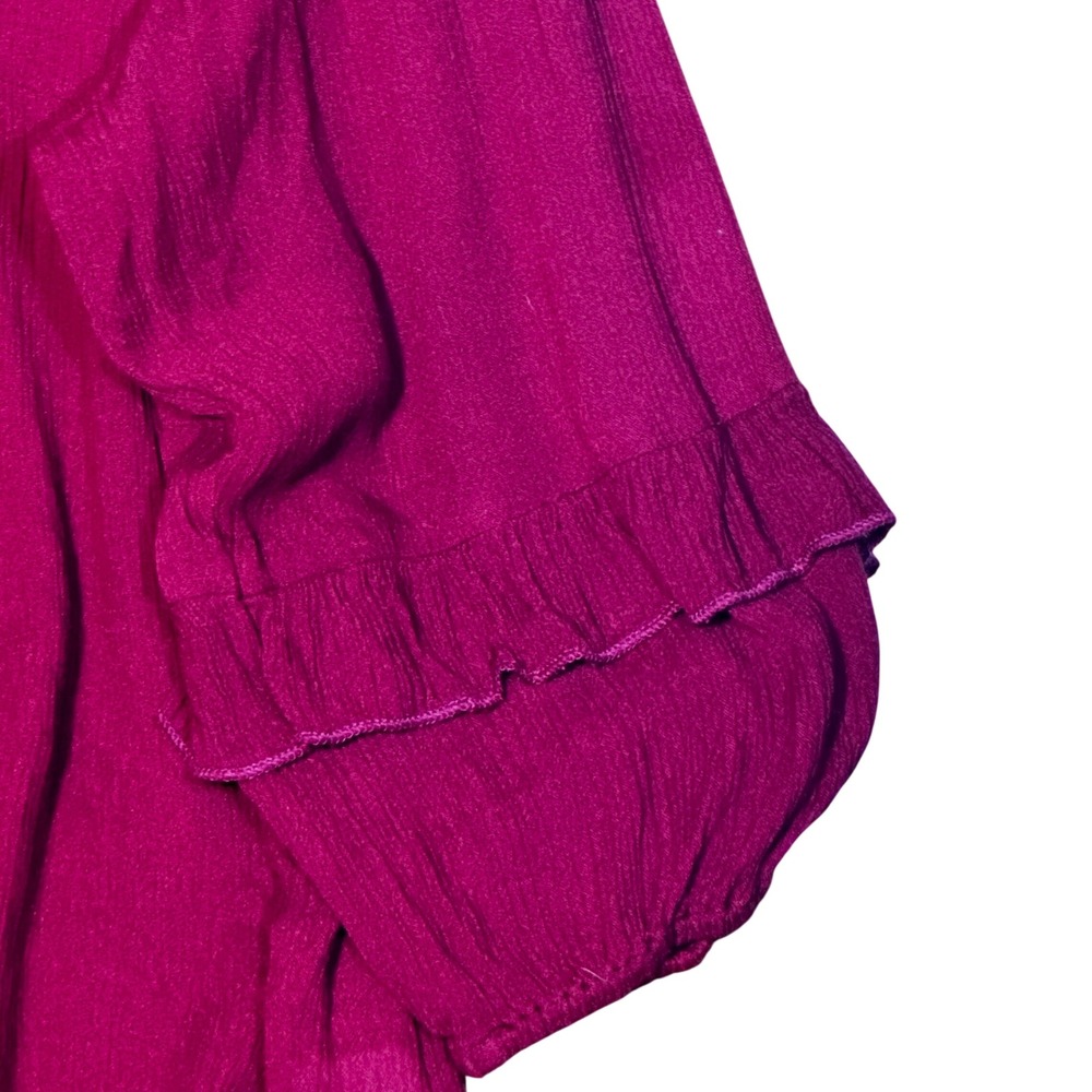 Westport Women's 1X Red Boho Red Peasant Blouse Tie Neck Ruffle Sleeve Comfort - Picture 5 of 16
